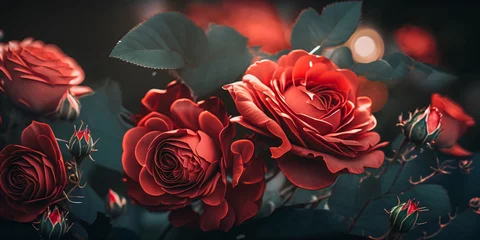 Foto op Aluminium Rote Rosen Blüten - mit KI erstellt  © Marc Kunze