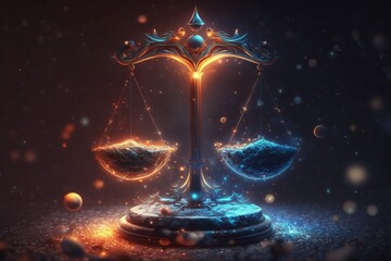 Zodiac sign of Libra, with magic light in space. Generative AI
