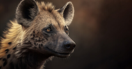 portrait of Spotted hyena Crocuta crocuta,  Created using generative AI tools
