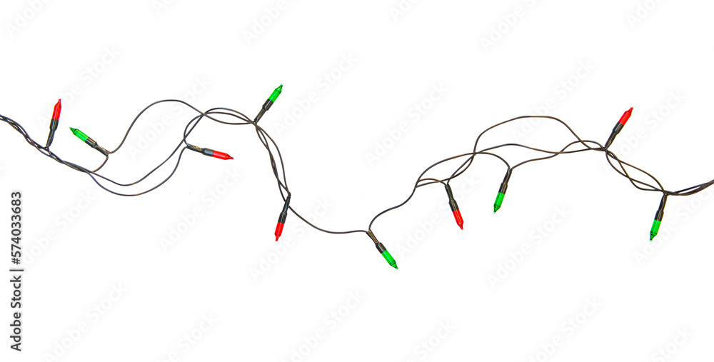 Wall mural string of christmas lights isolated on white background with clipping path