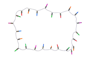 String of christmas lights frame isolated on white background With clipping path