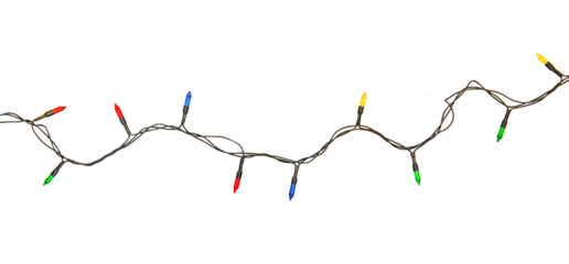 String of christmas lights isolated on white background With clipping path