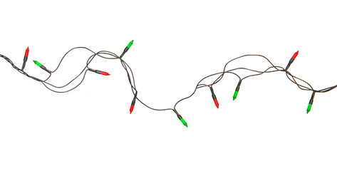 String of christmas lights isolated on white background With clipping path