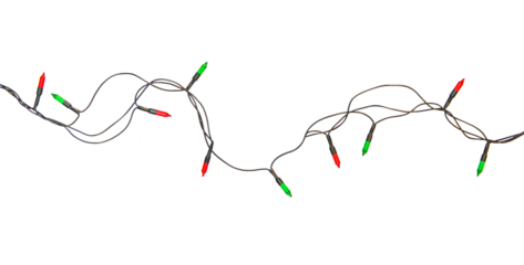 String of christmas lights isolated on white background With clipping path