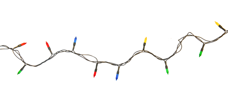 String of christmas lights isolated on white background With clipping path