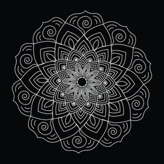 Fototapeta premium Leaf Flower Petal Colouring Mandala Art Simple Graphic Shape Vector Floral Oriental Outline Vintage Decorative Elements Pattern Illustration.