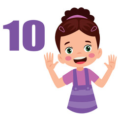 Cute little boy is studying math by counting his finger