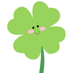 Smiling Shamrock Four Leaf Clover. St. Patrick's Day, Saint Patrick.