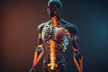 anatomy of the human body with various parameters and data, x-rays of the human body, concept of medical science, generative ai	