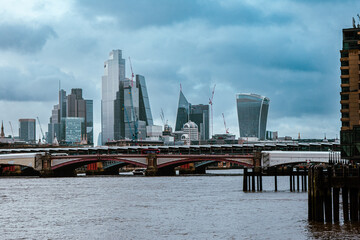 London Skyline from the banks of the River Thames