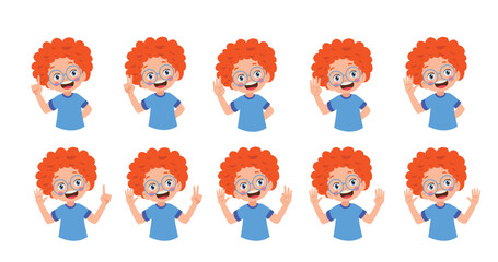 Cute little boy is studying math by counting his finger