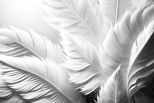 white feathers - feather on white background, generative ai © pixelium