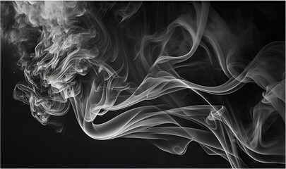  a black and white photo of smoke on a black background with a white border around the edges of the image and the smoke is blowing in the foreground.  generative ai