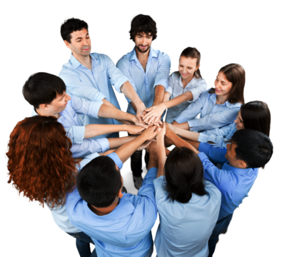 Top View of People in Circle with Their Hands Together