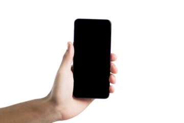 Hand holding smartphone on neutral background. smartphone concept. app concept.