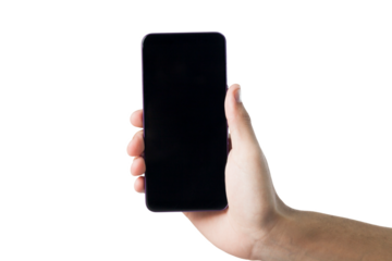 Hand holding smartphone on neutral background. smartphone concept. app concept.