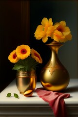 Still life with a bouquet of flowers and apples on a wooden background