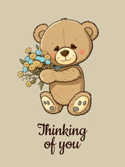 Thinking of you - card. Vector stock illustration eps10.