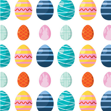 Seamless pattern background with easter egg icons Vector