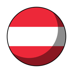 Austria Flag Round Circle Badge Button or Sticker Icon with Contour Outline. Vector Image.