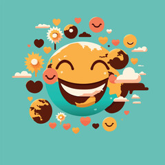 International Day of Happiness flat vector illustration