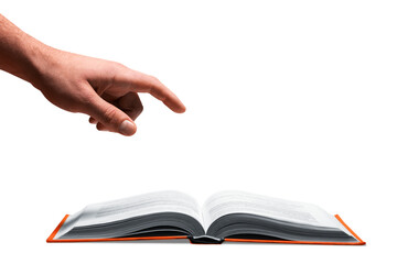 Opened white book and hand drawing