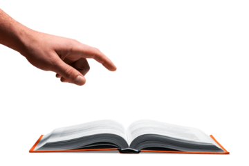 Opened white book and hand drawing