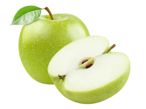 Delicious green apples cut out