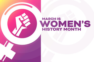 March is Women’s History Month. Vector illustration. Holiday poster.