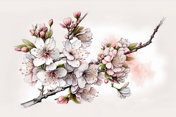 Kirschblüte in Japan Aquarell