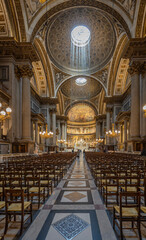 Obraz premium Paris, France - 02 21 2023: View inside Madeleine church