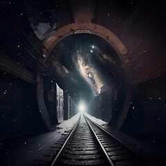 railroad in the night