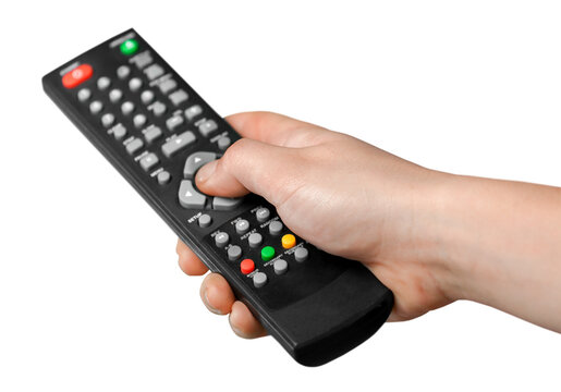 Young man hand holding tv controller