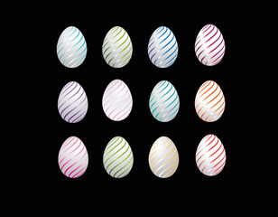 Easter egg, line design. Vector illustration. Black background.