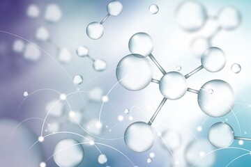 Abstract blue background with molecule of cosmetics product