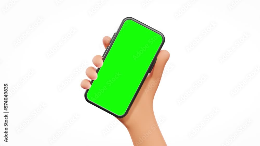 Poster turning on the smartphone by shaking the device in the hand in a cartoon style. template for mobile 