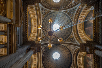 Fototapeta na wymiar Paris, France - 02 21 2023: View inside Madeleine church
