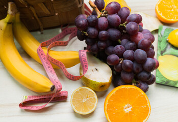 Fruits selection close-up. Concept of healthy food and lifestyle. Detox and clean diet.