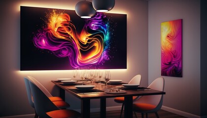 a dreamy dining room that is modern, contemporary, with cozy lights, every woman's dream is to have her own place