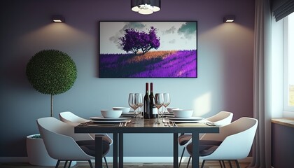 a wonderful dining room in pastel colors, modern, contemporary, every woman's dream is to have her own place