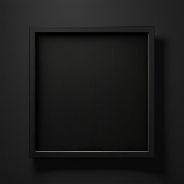 simple minimal black frame on black background, empty picture frame for mockup, generative ai, blank poster on wall
