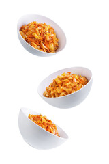 Sauted cabbage in a bowl on a white isolated background