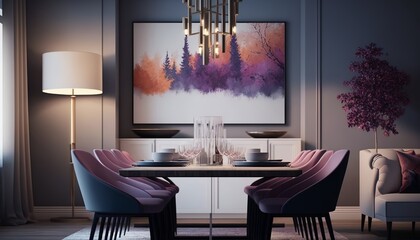 a beautiful dining room in pastel colors, modern, contemporary, every woman's dream is to have her own place