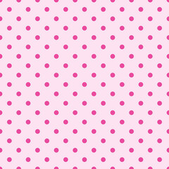 seamless Pink Polka dot background. Polka dots on pastel pink background. Minimal fashionable design. Polka dots trendy background, tile. For fabric pattern, card, decor, wrapping paper