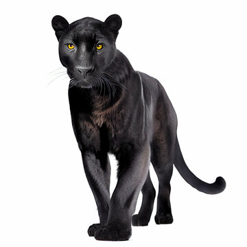 A black panther isolated on white background, generative AI digital art.