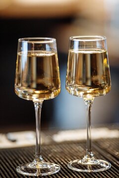 Wineglasses on blurred background. High quality photo