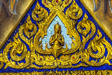 Fototapeta na wymiar Praying Buddha Pavilion Closeup Grand Palace Bangkok Thailand
