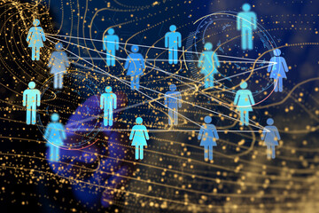 Abstract technology group and data 3d - connection