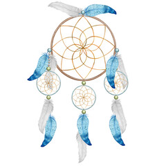 Obraz premium Watercolor boho native dreamcatcher