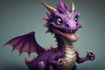 Cute happy purple dragon